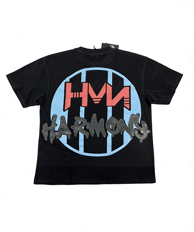 编号107 #P63 HARMONY New Age T-shirt 2026ss欧美最新潮牌白墨直喷烫钻洗水短袖T恤 码数：S  M  L  XL