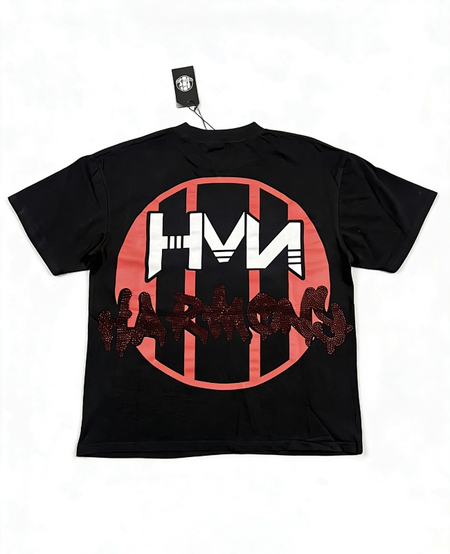 编号108 #P63 HARMONY New Age T-shirt 2026ss欧美最新潮牌白墨直喷烫钻洗水短袖T恤 码数：S  M  L  XL