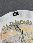 编号112 #P72 HARMONY New Age T-shirt 2026ss欧美最新潮牌白墨直喷烫钻洗水做旧短袖T恤 码数：S  M  L  XL