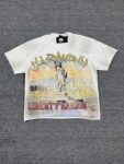 编号112 #P72 HARMONY New Age T-shirt 2026ss欧美最新潮牌白墨直喷烫钻洗水做旧短袖T恤 码数：S  M  L  XL