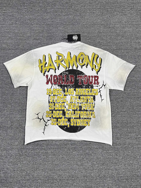 编号116 #P63 HARMONY New Age T-shirt 2026ss欧美最新潮牌印花烫钻洗水做旧短袖T恤 码数：S  M  L  XL
