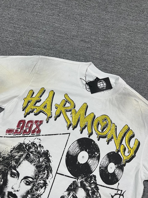 编号116 #P63 HARMONY New Age T-shirt 2026ss欧美最新潮牌印花烫钻洗水做旧短袖T恤 码数：S  M  L  XL