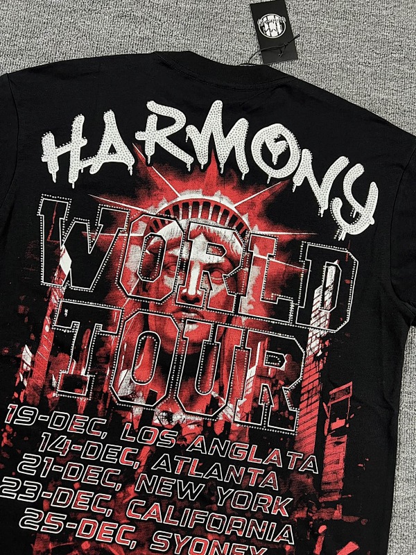编号117 #P58 HARMONY New Age T-shirt 2026ss欧美最新潮牌印花烫钻洗水短袖T恤 码数：S  M  L  XL