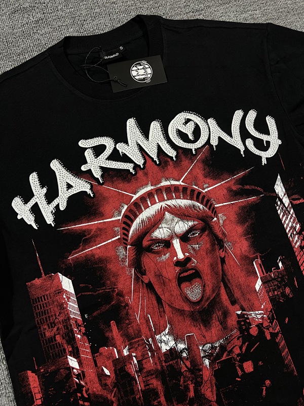 编号117 #P58 HARMONY New Age T-shirt 2026ss欧美最新潮牌印花烫钻洗水短袖T恤 码数：S  M  L  XL
