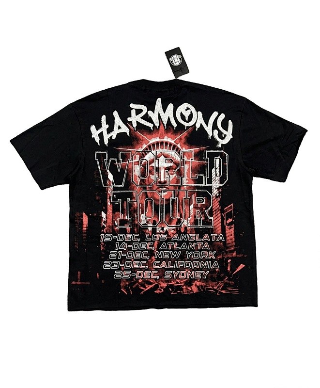 编号117 #P58 HARMONY New Age T-shirt 2026ss欧美最新潮牌印花烫钻洗水短袖T恤 码数：S  M  L  XL