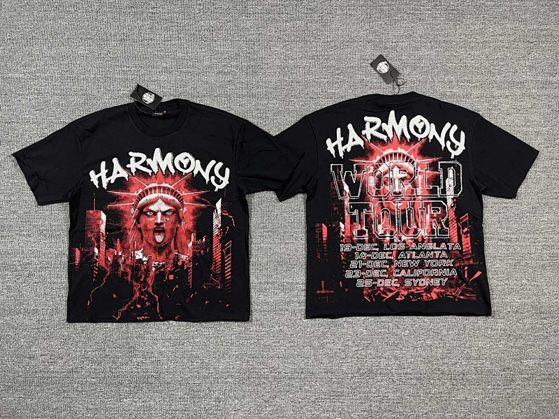 编号117 #P58 HARMONY New Age T-shirt 2026ss欧美最新潮牌印花烫钻洗水短袖T恤 码数：S  M  L  XL