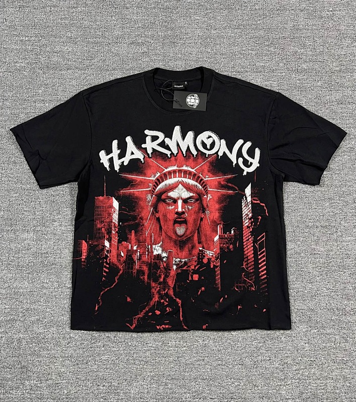 编号117 #P58 HARMONY New Age T-shirt 2026ss欧美最新潮牌印花烫钻洗水短袖T恤 码数：S  M  L  XL