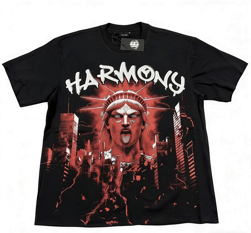 编号117 #P58 HARMONY New Age T-shirt 2026ss欧美最新潮牌印花烫钻洗水短袖T恤 码数：S  M  L  XL
