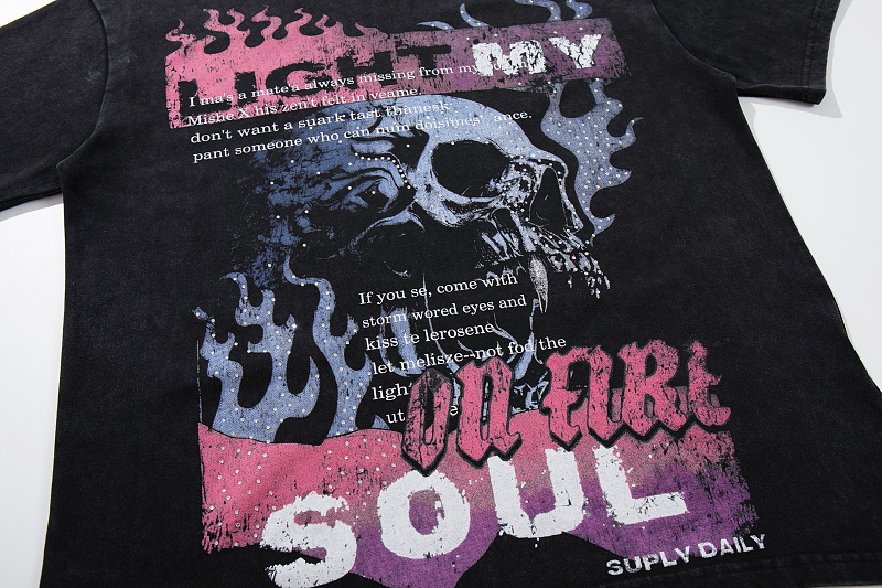S3717#P59 SUPPLY TEE美式街头风潮流烫钻T恤