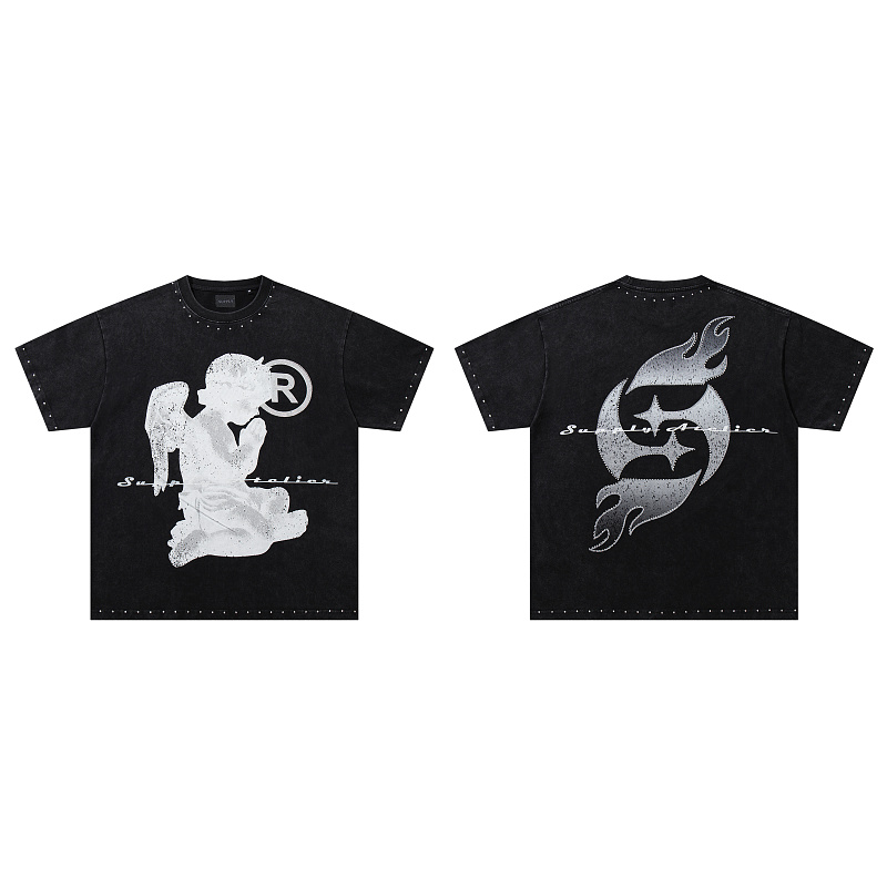 S3701#P61 SUPPLY TEE美式街头风潮流烫钻T恤