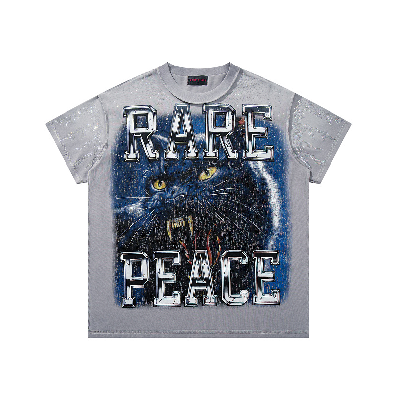 R4814#P65 Rare Peace, Rare Calm西海岸复古做旧烫钻新款!