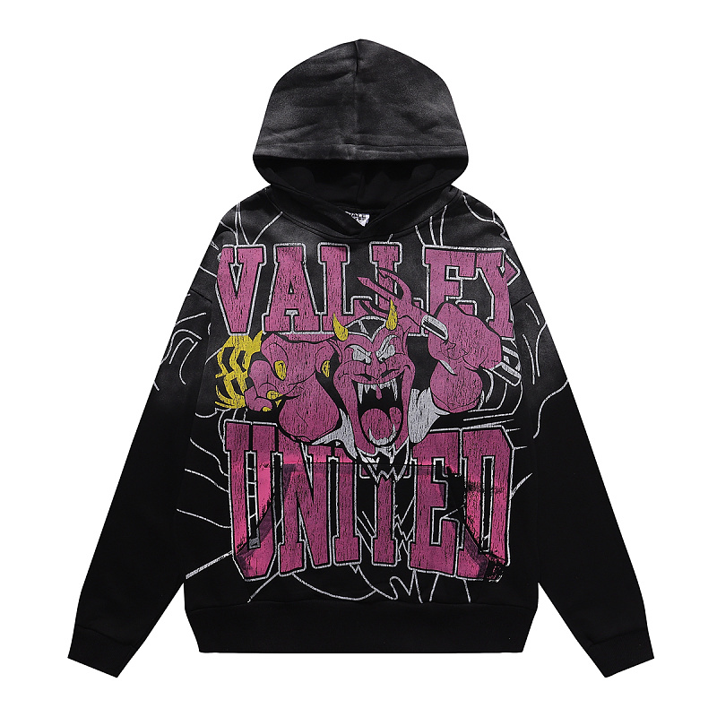 编号VA206，美潮Vale Valley Mascot吉祥物印花高克重纯棉毛圈连帽衫卫衣男女
