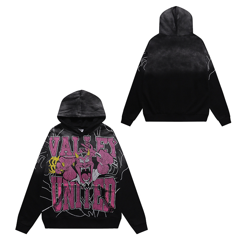 编号VA206，美潮Vale Valley Mascot吉祥物印花高克重纯棉毛圈连帽衫卫衣男女
