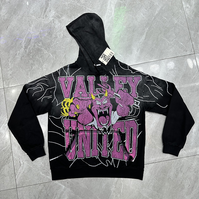 编号VA206，美潮Vale Valley Mascot吉祥物印花高克重纯棉毛圈连帽衫卫衣男女
