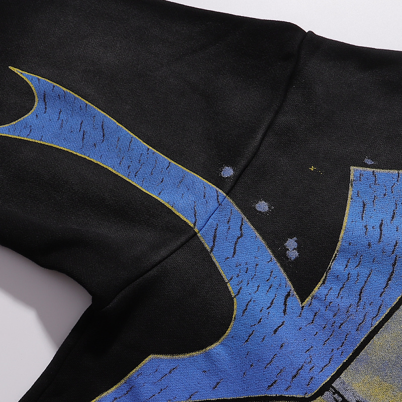 编号VA205,美潮Vale Valley Forever Scarecrow Pullover Hoodie稻草人印花泥印洗水做旧毛圈连帽衫卫衣男女