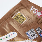 V808# P137 新增蓝色！Vale Forever 1980S JORTS最新潮牌牛仔刺绣烫钻短裤