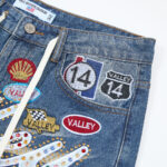 V808# P137 新增蓝色！Vale Forever 1980S JORTS最新潮牌牛仔刺绣烫钻短裤