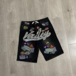 V808# P137 新增蓝色！Vale Forever 1980S JORTS最新潮牌牛仔刺绣烫钻短裤