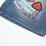V808# P137 新增蓝色！Vale Forever 1980S JORTS最新潮牌牛仔刺绣烫钻短裤