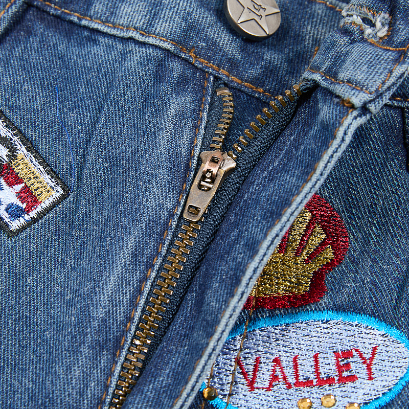 V808# P137 新增蓝色！Vale Forever 1980S JORTS最新潮牌牛仔刺绣烫钻短裤
