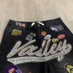 V808# P137 新增蓝色！Vale Forever 1980S JORTS最新潮牌牛仔刺绣烫钻短裤