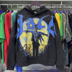 编号VA205,P105美潮Vale Valley Forever Scarecrow Pullover Hoodie稻草人印花泥印洗水做旧毛圈连帽衫卫衣男女
