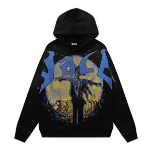 编号VA205,P105美潮Vale Valley Forever Scarecrow Pullover Hoodie稻草人印花泥印洗水做旧毛圈连帽衫卫衣男女