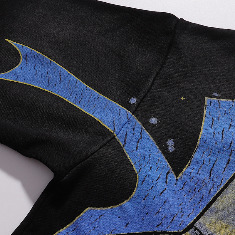 编号VA205,P105美潮Vale Valley Forever Scarecrow Pullover Hoodie稻草人印花泥印洗水做旧毛圈连帽衫卫衣男女