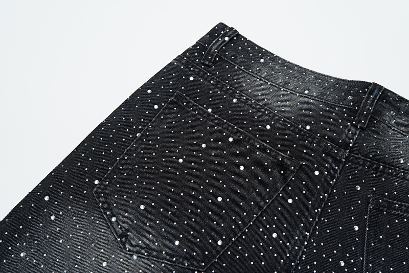 V802# P138 Vale Forever RAIN CLASSIC DENIM最新时尚潮牌满身烫钻破洞牛仔