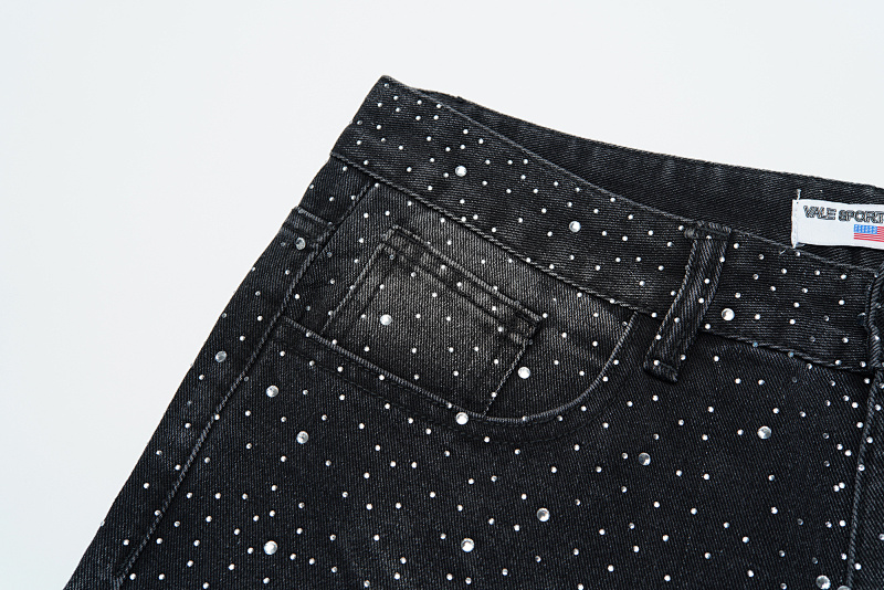 V802# P138 Vale Forever RAIN CLASSIC DENIM最新时尚潮牌满身烫钻破洞牛仔
