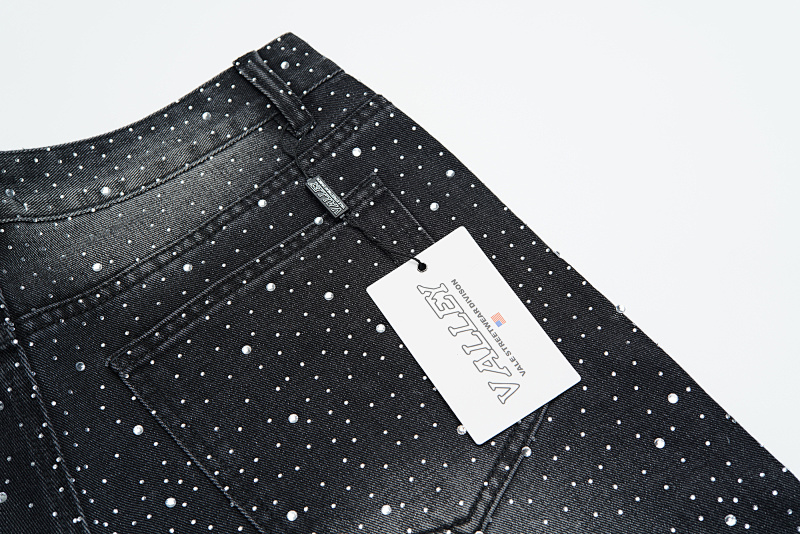 V802# P138 Vale Forever RAIN CLASSIC DENIM最新时尚潮牌满身烫钻破洞牛仔