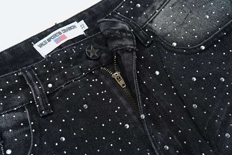 V802# P138 Vale Forever RAIN CLASSIC DENIM最新时尚潮牌满身烫钻破洞牛仔