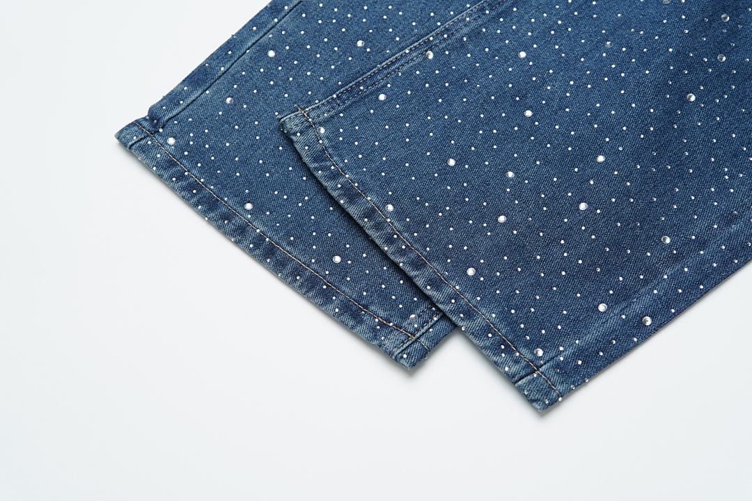 V802# P138 Vale Forever RAIN CLASSIC DENIM最新时尚潮牌满身烫钻破洞牛仔