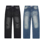 V802# P138 Vale Forever RAIN CLASSIC DENIM最新时尚潮牌满身烫钻破洞牛仔
