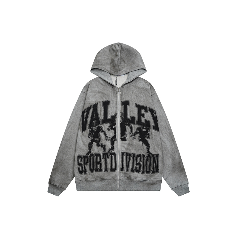 V123# P140 Vale Forever VALLEY ZIP UP HOODIE绣花时尚开衫卫衣