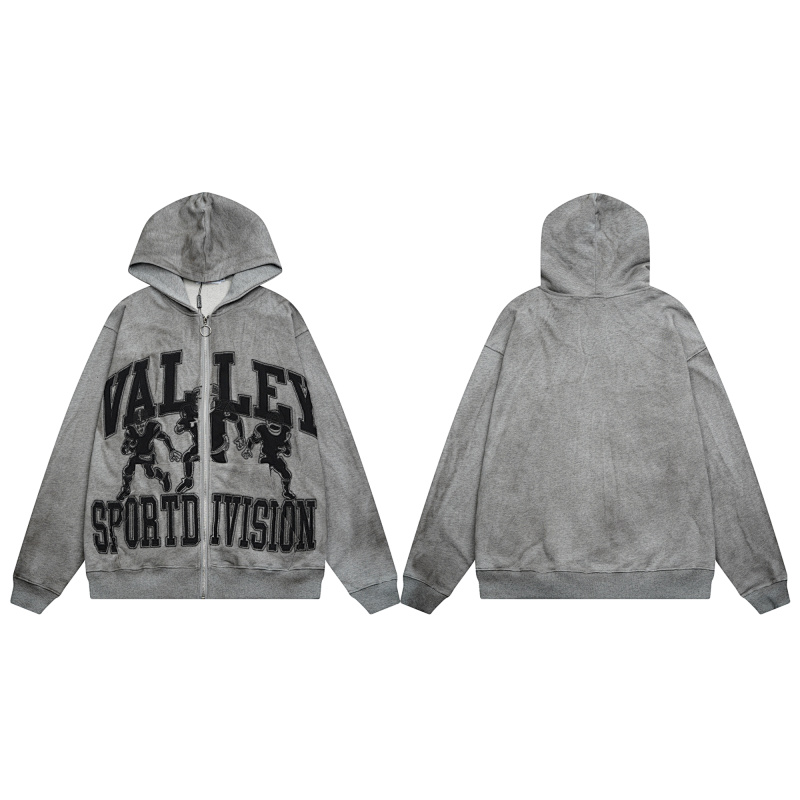 V123# P140 Vale Forever VALLEY ZIP UP HOODIE绣花时尚开衫卫衣