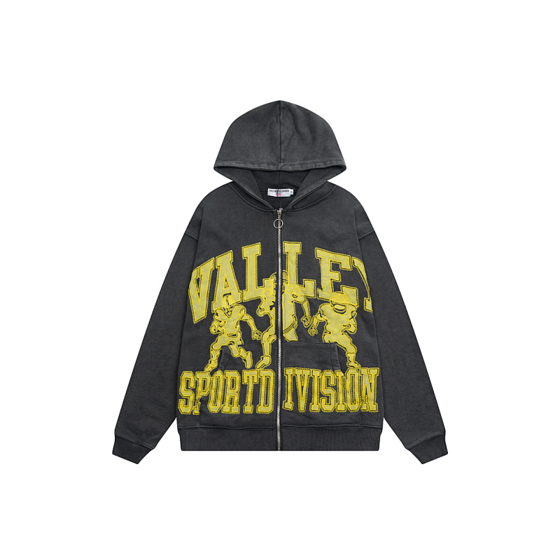 V123# P140 Vale Forever VALLEY ZIP UP HOODIE绣花时尚开衫卫衣