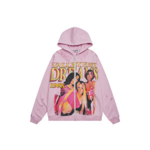 V125# P128 Vale  DREAM VALLEY Zip Up Hoodie烫钻粉色开衫卫衣