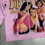 V125# P128 Vale  DREAM VALLEY Zip Up Hoodie烫钻粉色开衫卫衣
