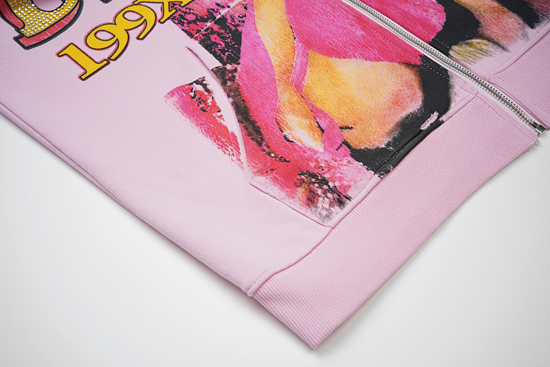 V125# P128 Vale  DREAM VALLEY Zip Up Hoodie烫钻粉色开衫卫衣