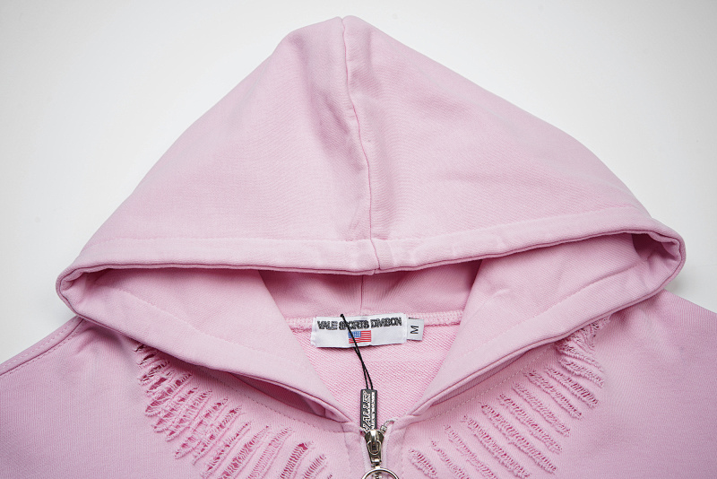 V125# P128 Vale  DREAM VALLEY Zip Up Hoodie烫钻粉色开衫卫衣