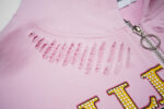 V125# P128 Vale  DREAM VALLEY Zip Up Hoodie烫钻粉色开衫卫衣