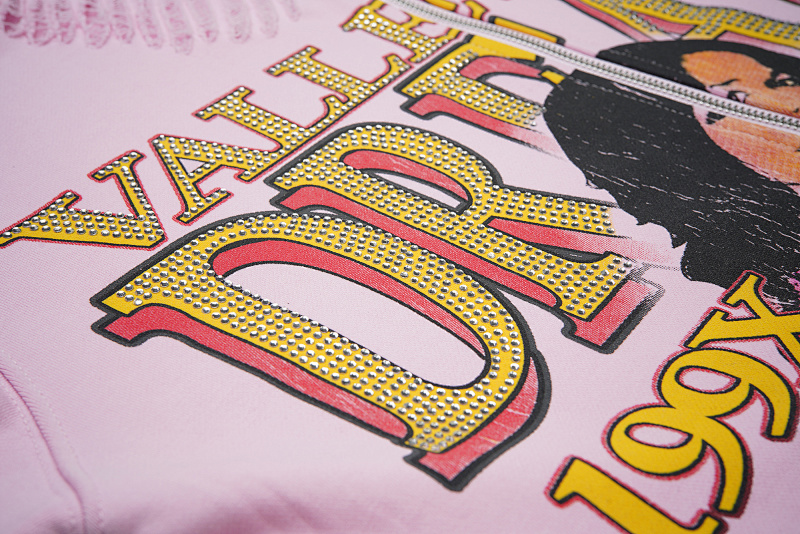 V125# P128 Vale  DREAM VALLEY Zip Up Hoodie烫钻粉色开衫卫衣