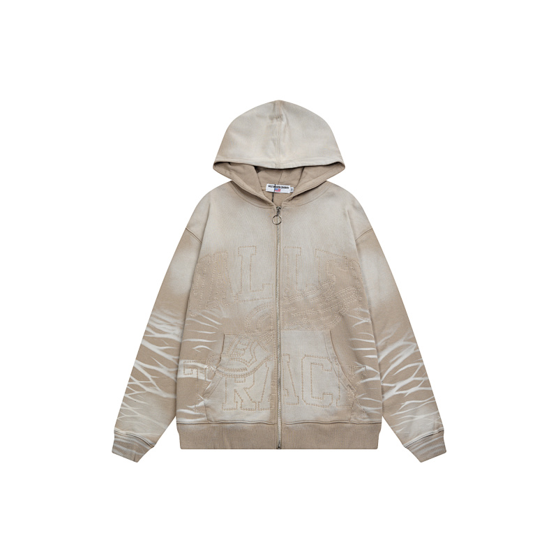 V122# P130 Vale Forever SAND GARDEN ZIP UP HOODIE绣花时尚开衫卫衣