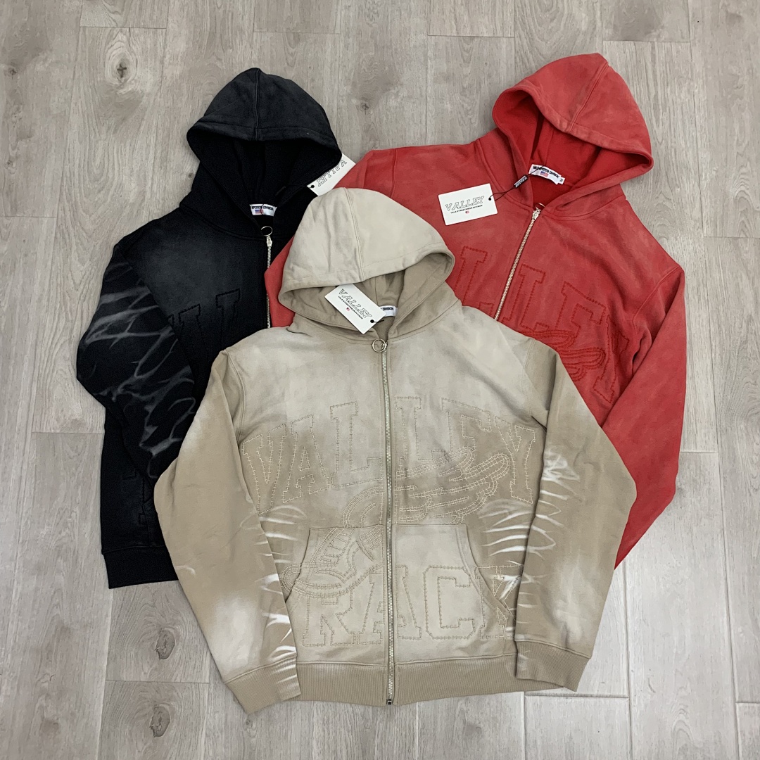 V122# P130 Vale Forever SAND GARDEN ZIP UP HOODIE绣花时尚开衫卫衣