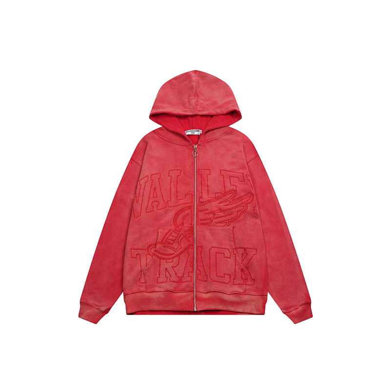 V122# P130 Vale Forever SAND GARDEN ZIP UP HOODIE绣花时尚开衫卫衣