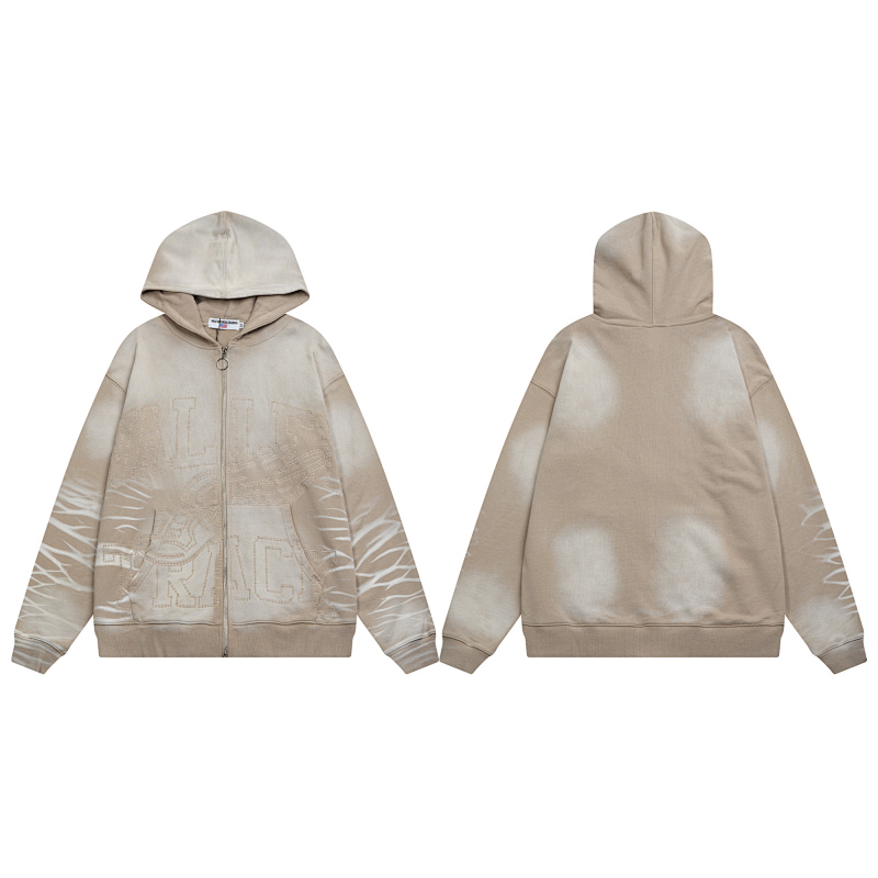 V122# P130 Vale Forever SAND GARDEN ZIP UP HOODIE绣花时尚开衫卫衣