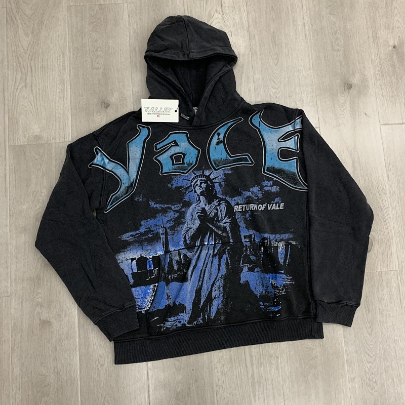 V119# P112 Vale Forever Valley Statue of Liberty Hoodie 洗水做旧高品质纯棉帽衫卫衣