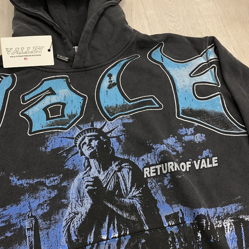V119# P112 Vale Forever Valley Statue of Liberty Hoodie 洗水做旧高品质纯棉帽衫卫衣