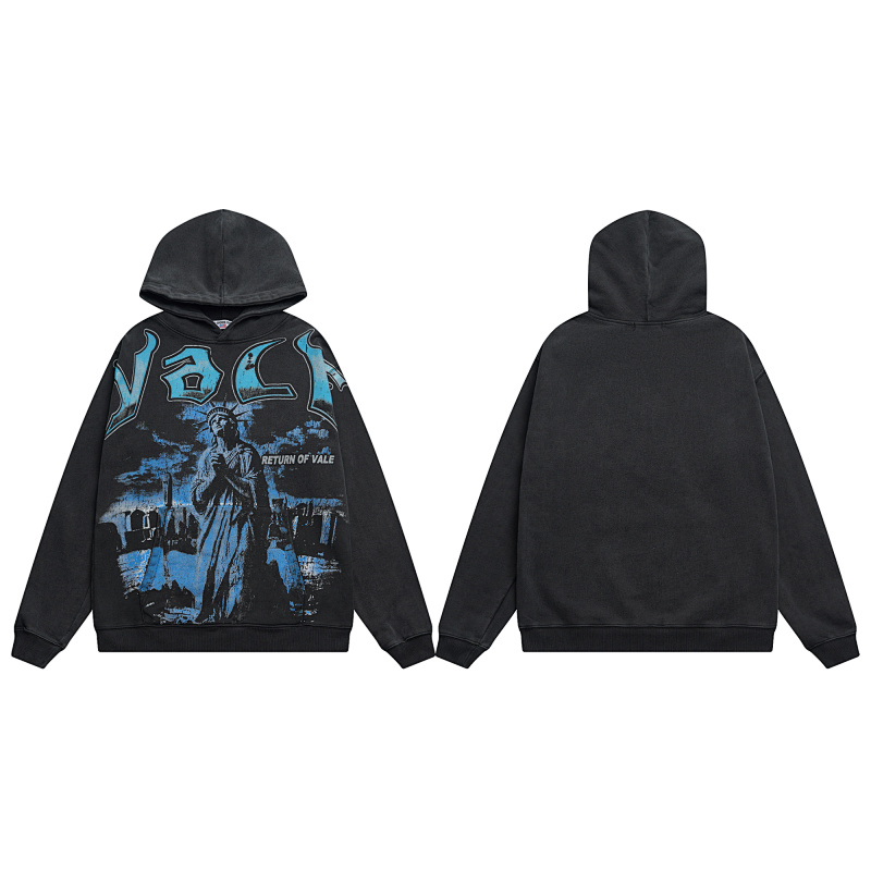 V119# P112 Vale Forever Valley Statue of Liberty Hoodie 洗水做旧高品质纯棉帽衫卫衣